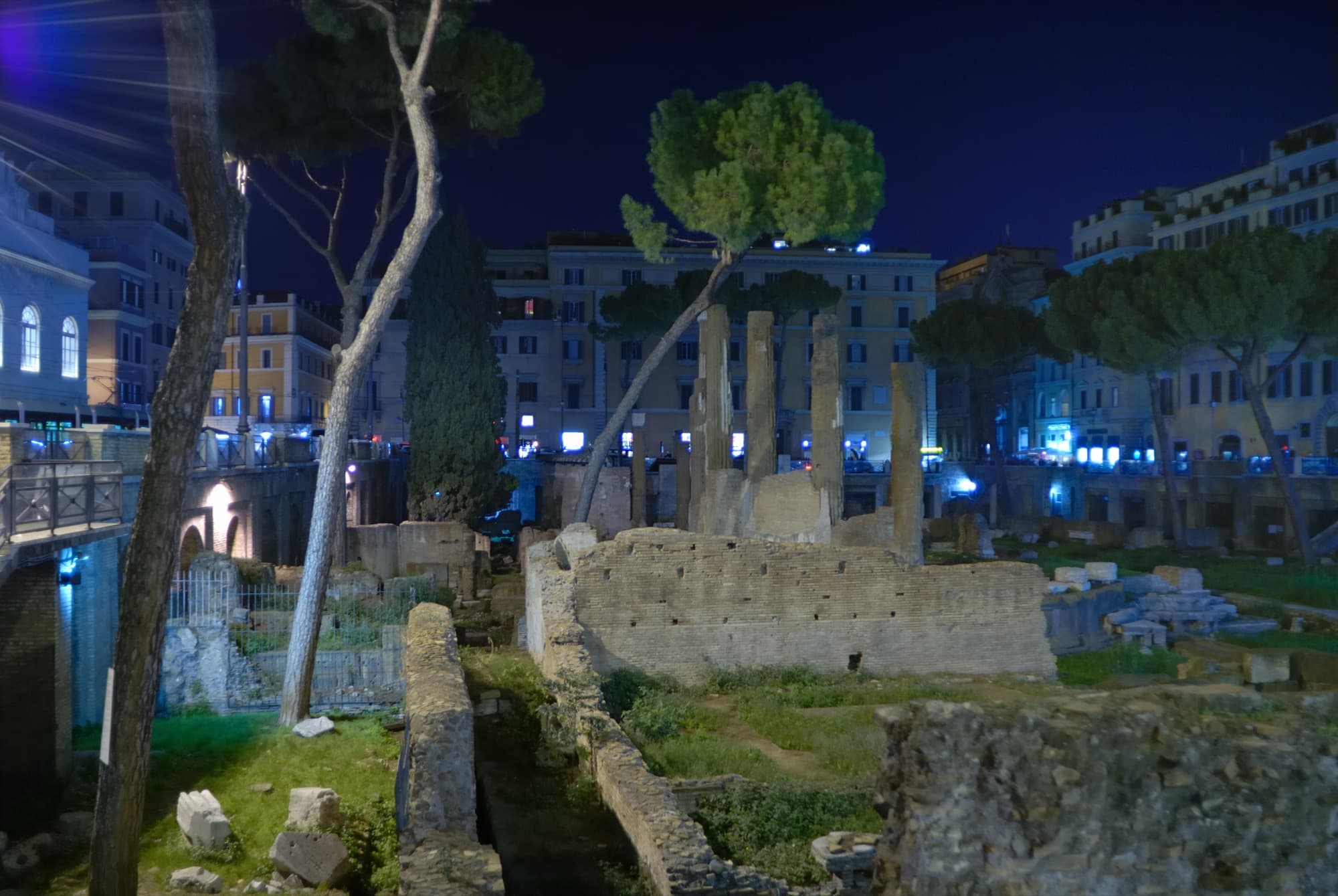 Largo di Torre Argentina di notte